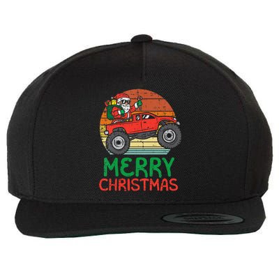 Funny Merry Christmas Santa Monster Truck Xmas Wool Snapback Cap