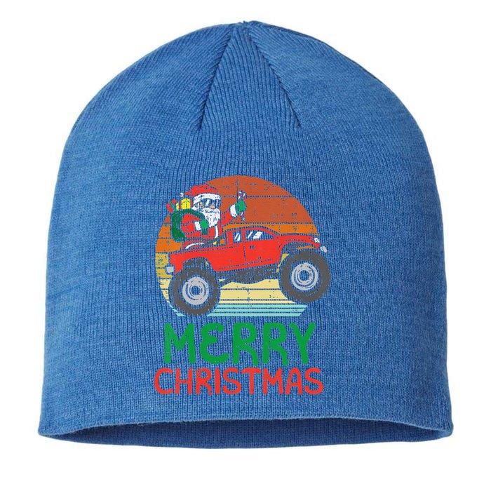 Funny Merry Christmas Santa Monster Truck Xmas Sustainable Beanie