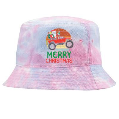 Funny Merry Christmas Santa Monster Truck Xmas Tie-Dyed Bucket Hat