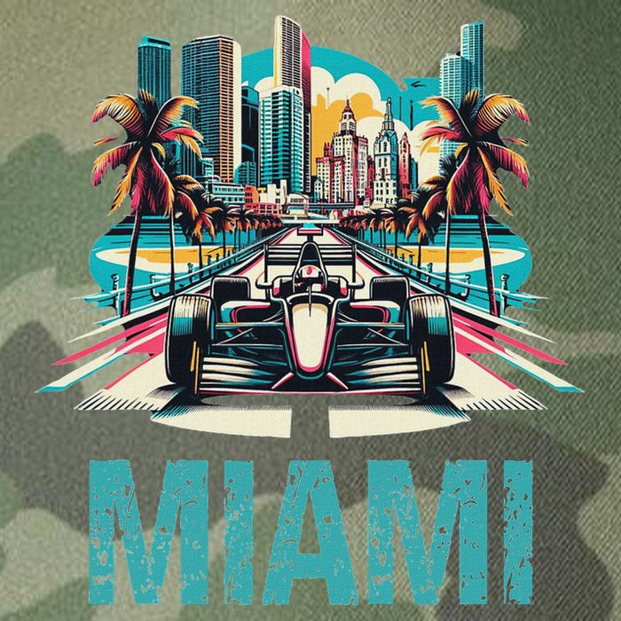 Formula Miami City Racing Circuit Car Map G.R.A.N.D P.R.I.X Race Legacy Tie Dye Trucker Hat