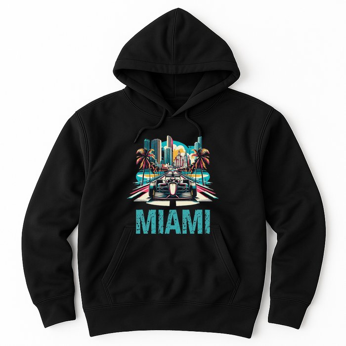 Formula Miami City Racing Circuit Car Map G.R.A.N.D P.R.I.X Race Hoodie