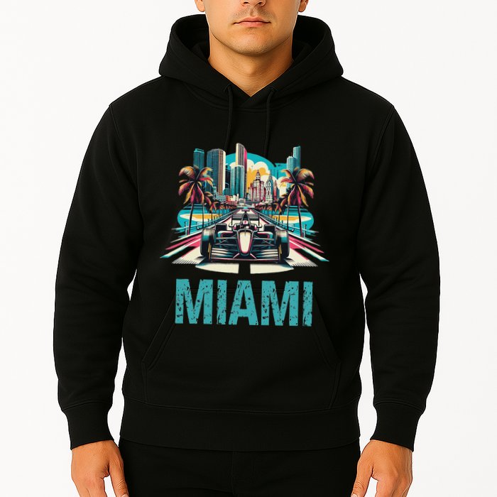 Formula Miami City Racing Circuit Car Map G.R.A.N.D P.R.I.X Race Hoodie