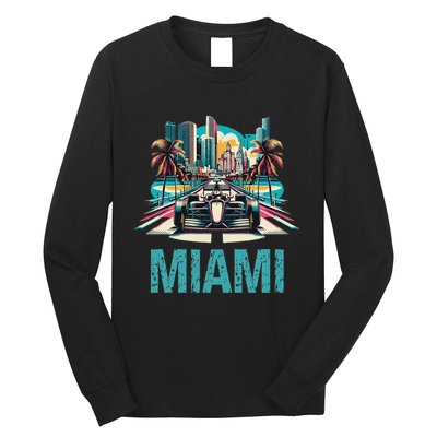 Formula Miami City Racing Circuit Car Map G.R.A.N.D P.R.I.X Race Long Sleeve Shirt