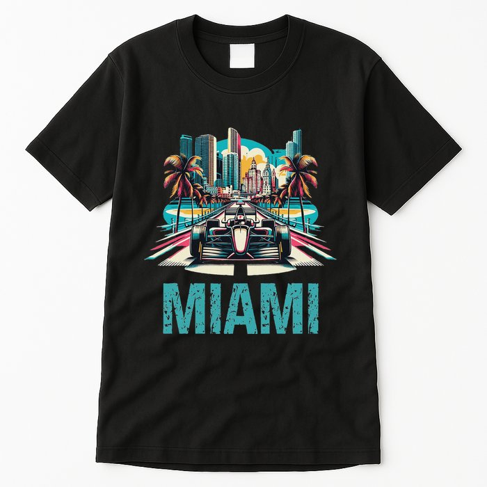 Formula Miami City Racing Circuit Car Map G.R.A.N.D P.R.I.X Race Tall T-Shirt