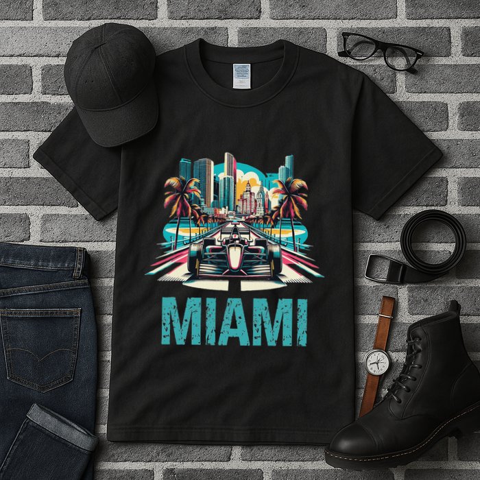 Formula Miami City Racing Circuit Car Map G.R.A.N.D P.R.I.X Race Tall T-Shirt