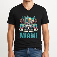 Formula Miami City Racing Circuit Car Map G.R.A.N.D P.R.I.X Race V-Neck T-Shirt