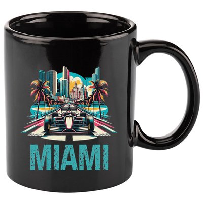 Formula Miami City Racing Circuit Car Map G.R.A.N.D P.R.I.X Race 11oz C Handle Ceramic Mug
