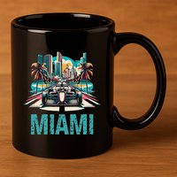 Formula Miami City Racing Circuit Car Map G.R.A.N.D P.R.I.X Race 11oz C Handle Ceramic Mug