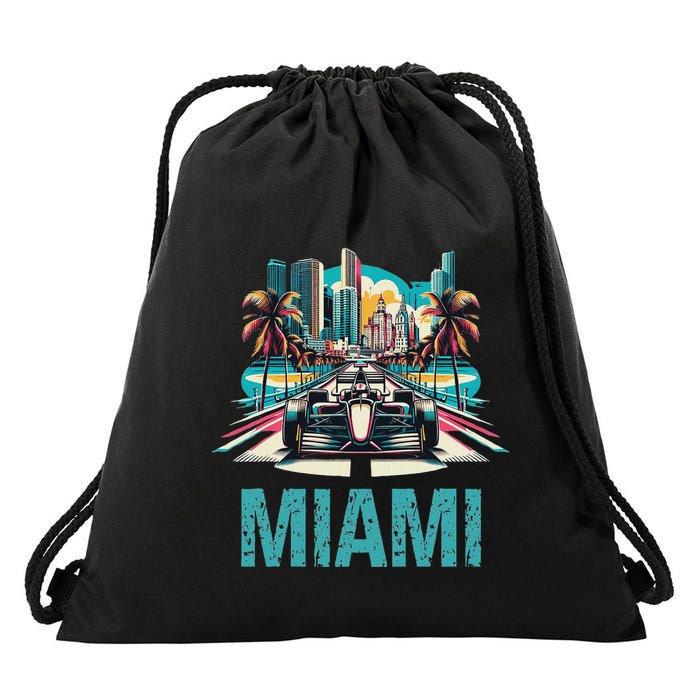 Formula Miami City Racing Circuit Car Map G.R.A.N.D P.R.I.X Race Drawstring Bag