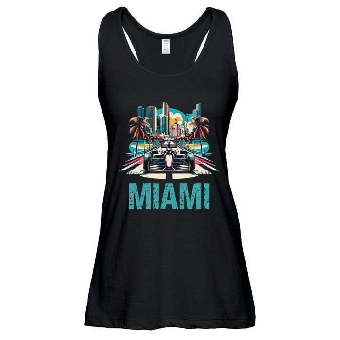 Formula Miami City Racing Circuit Car Map G.R.A.N.D P.R.I.X Race Ladies Essential Flowy Tank