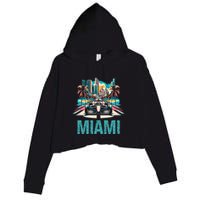 Formula Miami City Racing Circuit Car Map G.R.A.N.D P.R.I.X Race Crop Fleece Hoodie
