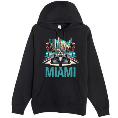 Formula Miami City Racing Circuit Car Map G.R.A.N.D P.R.I.X Race Premium Pullover Hoodie