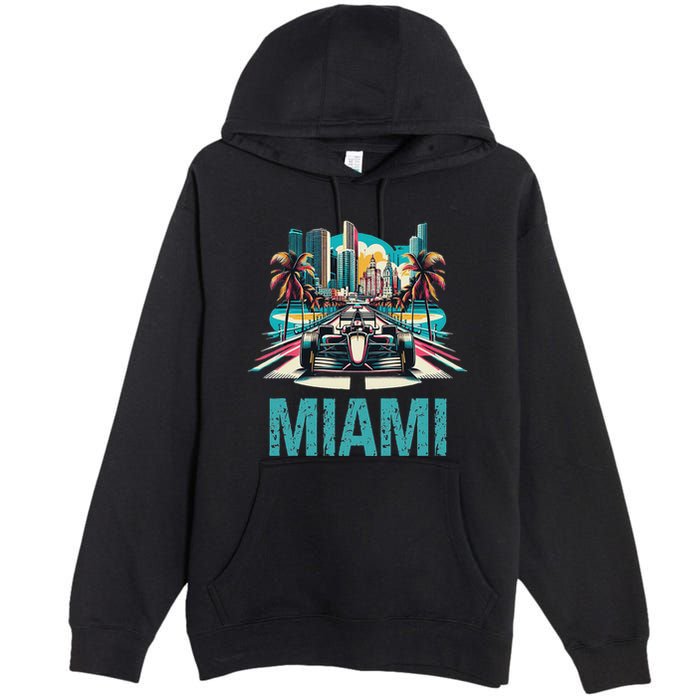 Formula Miami City Racing Circuit Car Map G.R.A.N.D P.R.I.X Race Premium Pullover Hoodie