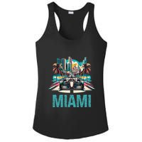 Formula Miami City Racing Circuit Car Map G.R.A.N.D P.R.I.X Race Ladies PosiCharge Competitor Racerback Tank
