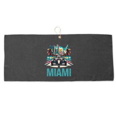 Formula Miami City Racing Circuit Car Map G.R.A.N.D P.R.I.X Race Large Microfiber Waffle Golf Towel