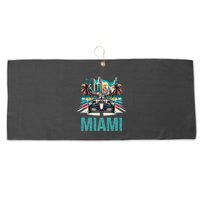 Formula Miami City Racing Circuit Car Map G.R.A.N.D P.R.I.X Race Large Microfiber Waffle Golf Towel