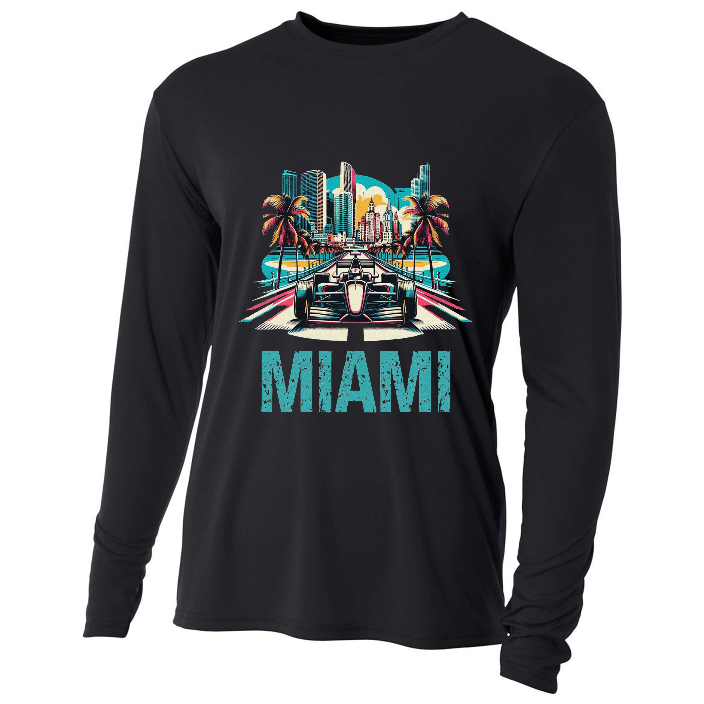 Formula Miami City Racing Circuit Car Map G.R.A.N.D P.R.I.X Race Cooling Performance Long Sleeve Crew