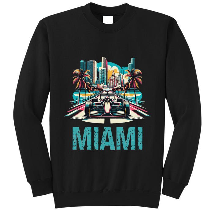 Formula Miami City Racing Circuit Car Map G.R.A.N.D P.R.I.X Race Tall Sweatshirt