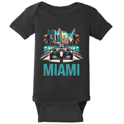 Formula Miami City Racing Circuit Car Map G.R.A.N.D P.R.I.X Race Baby Bodysuit