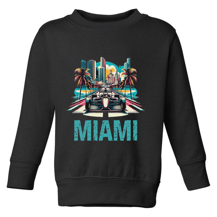 Formula Miami City Racing Circuit Car Map G.R.A.N.D P.R.I.X Race Toddler Sweatshirt