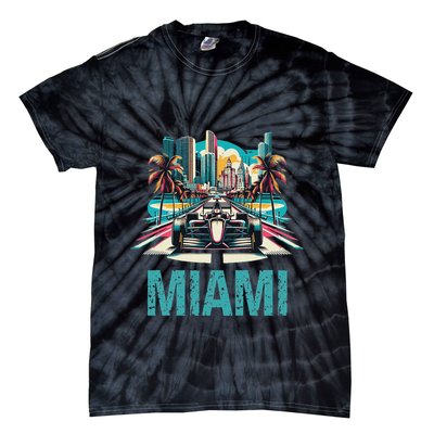 Formula Miami City Racing Circuit Car Map G.R.A.N.D P.R.I.X Race Tie-Dye T-Shirt