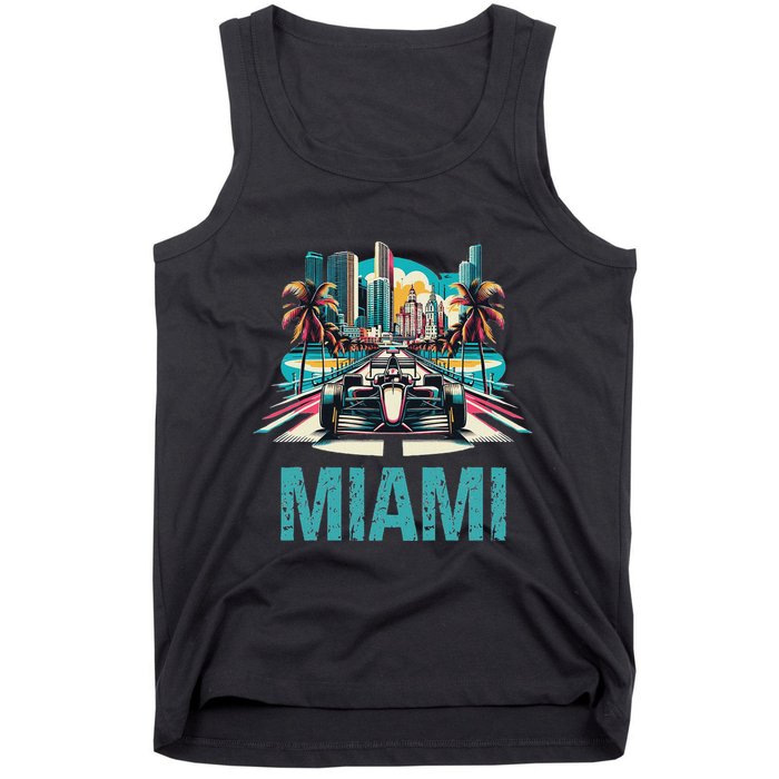 Formula Miami City Racing Circuit Car Map G.R.A.N.D P.R.I.X Race Tank Top