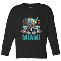 Formula Miami City Racing Circuit Car Map G.R.A.N.D P.R.I.X Race Toddler Long Sleeve Shirt