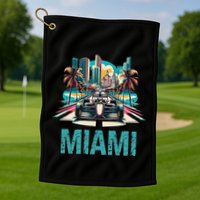 Formula Miami City Racing Circuit Car Map G.R.A.N.D P.R.I.X Race Golf Towel