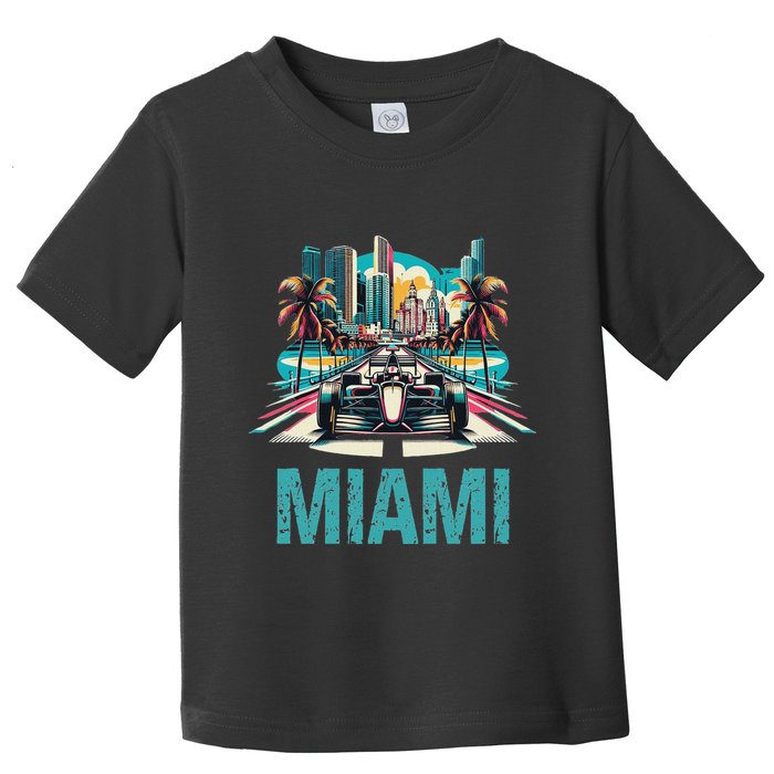 Formula Miami City Racing Circuit Car Map G.R.A.N.D P.R.I.X Race Toddler T-Shirt