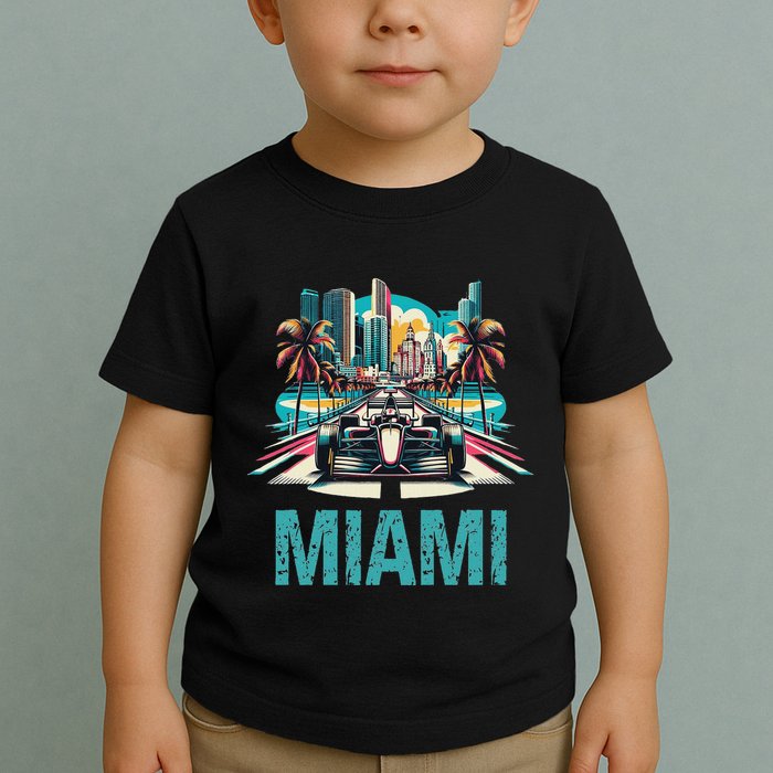 Formula Miami City Racing Circuit Car Map G.R.A.N.D P.R.I.X Race Toddler T-Shirt