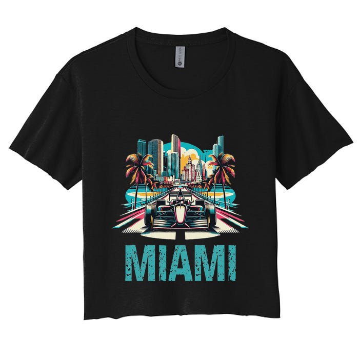 Formula Miami City Racing Circuit Car Map G.R.A.N.D P.R.I.X Race Crop Top