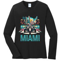 Formula Miami City Racing Circuit Car Map G.R.A.N.D P.R.I.X Race Ladies Long Sleeve Shirt