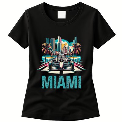 Formula Miami City Racing Circuit Car Map G.R.A.N.D P.R.I.X Race Womens T-Shirt