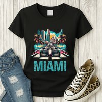 Formula Miami City Racing Circuit Car Map G.R.A.N.D P.R.I.X Race Womens T-Shirt
