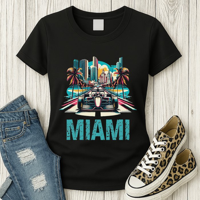 Formula Miami City Racing Circuit Car Map G.R.A.N.D P.R.I.X Race Womens T-Shirt