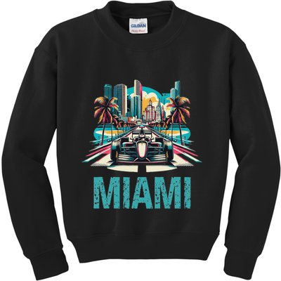 Formula Miami City Racing Circuit Car Map G.R.A.N.D P.R.I.X Race Kids Sweatshirt