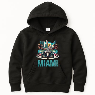 Formula Miami City Racing Circuit Car Map G.R.A.N.D P.R.I.X Race Kids Hoodie