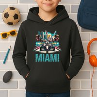 Formula Miami City Racing Circuit Car Map G.R.A.N.D P.R.I.X Race Kids Hoodie