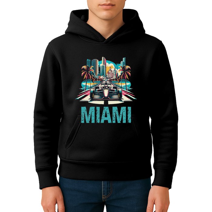 Formula Miami City Racing Circuit Car Map G.R.A.N.D P.R.I.X Race Kids Hoodie