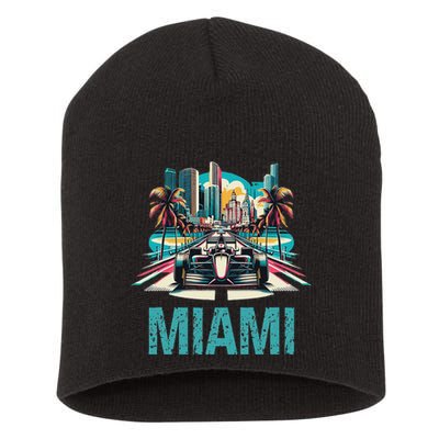 Formula Miami City Racing Circuit Car Map G.R.A.N.D P.R.I.X Race Short Acrylic Beanie