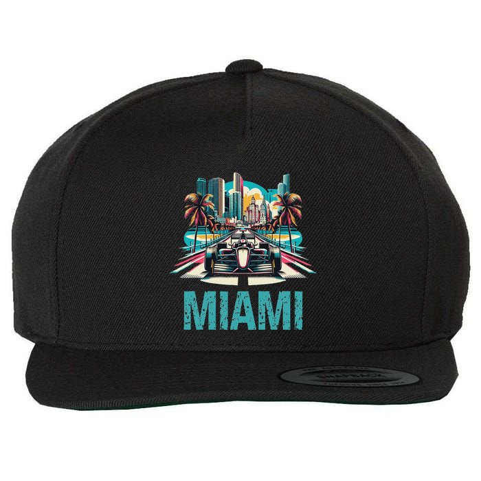 Formula Miami City Racing Circuit Car Map G.R.A.N.D P.R.I.X Race Wool Snapback Cap