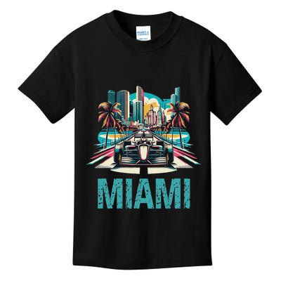 Formula Miami City Racing Circuit Car Map G.R.A.N.D P.R.I.X Race Kids T-Shirt