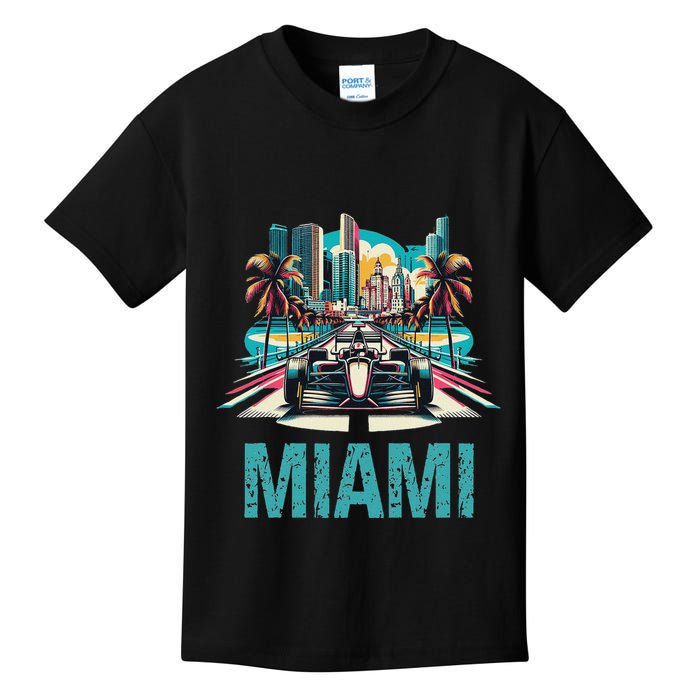 Formula Miami City Racing Circuit Car Map G.R.A.N.D P.R.I.X Race Kids T-Shirt