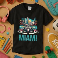 Formula Miami City Racing Circuit Car Map G.R.A.N.D P.R.I.X Race Kids T-Shirt