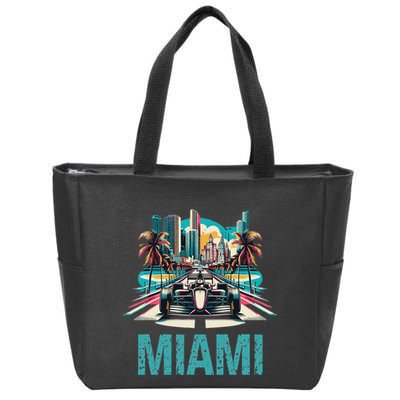 Formula Miami City Racing Circuit Car Map G.R.A.N.D P.R.I.X Race Zip Tote Bag