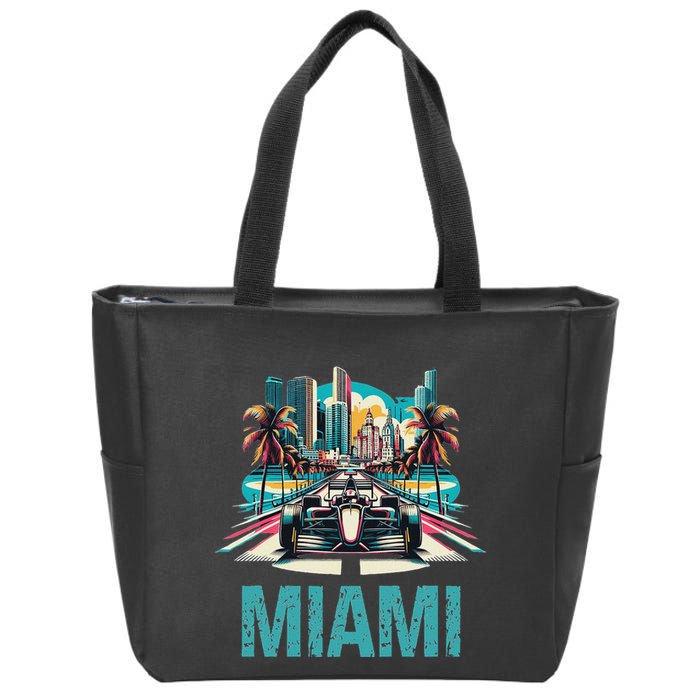 Formula Miami City Racing Circuit Car Map G.R.A.N.D P.R.I.X Race Zip Tote Bag