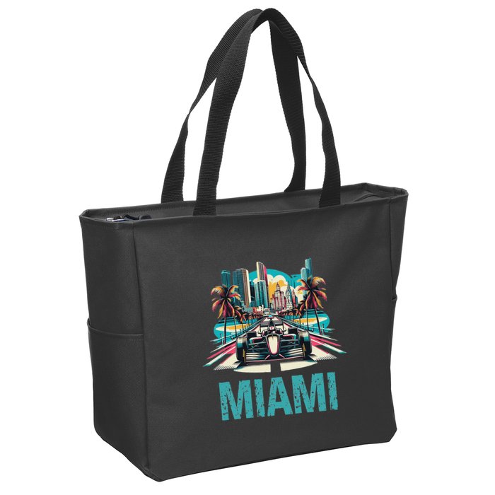 Formula Miami City Racing Circuit Car Map G.R.A.N.D P.R.I.X Race Zip Tote Bag