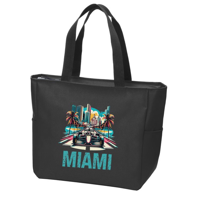 Formula Miami City Racing Circuit Car Map G.R.A.N.D P.R.I.X Race Zip Tote Bag
