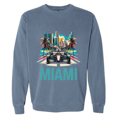 Formula Miami City Racing Circuit Car Map G.R.A.N.D P.R.I.X Race Garment-Dyed Sweatshirt