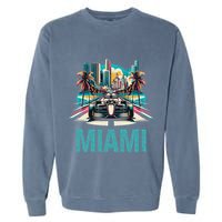 Formula Miami City Racing Circuit Car Map G.R.A.N.D P.R.I.X Race Garment-Dyed Sweatshirt